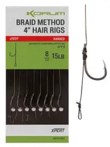 Korum náväzec power braid method hair rigs 15 lb barbed 10 cm 8 ks - veľkosť 12