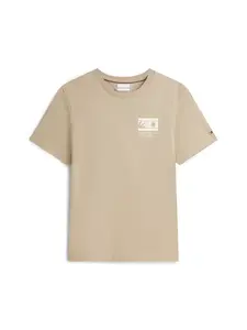 TOMMY HILFIGER Tričko 'Logo Graphic'  béžová / biela