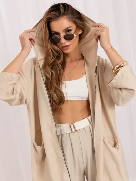 Béžová oversize mikina so zipsom