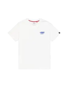 ALPHA INDUSTRIES Tričko  kráľovská modrá / biela