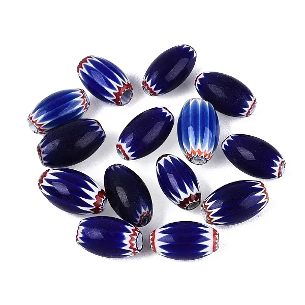 Handmade Millefiori Glass Barrel Beads