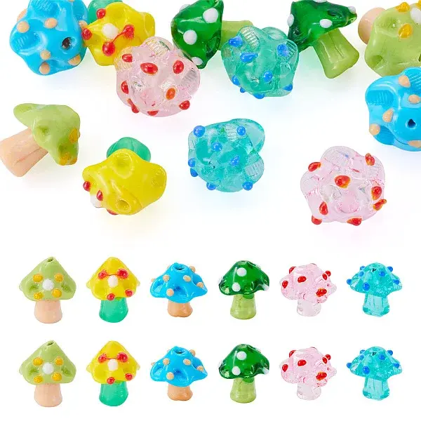 12Pcs 6 Colors Handmade Bumpy Lampwork Beads