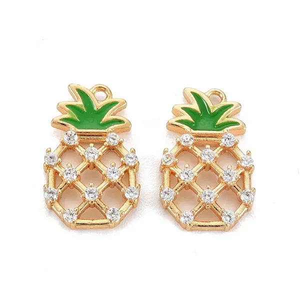 Brass Micro Pave Clear Cubic Zirconia Charms