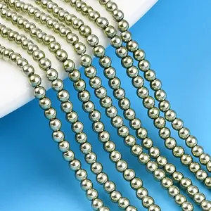Baking Paint Pearlized Glass Pearl Bead Strands