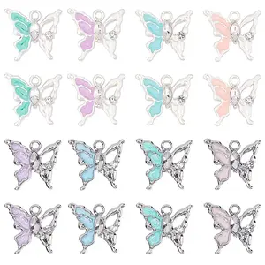 32Pcs 8 Colors Alloy Enamel Pendants