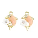 Alloy with Pink Enamel Pendants