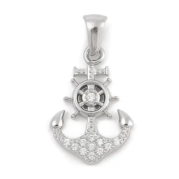 304 Stainless Steel Micro Pave Cubic Zirconia Pendants