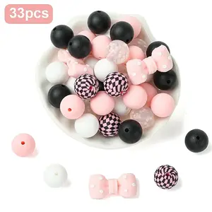 33Pcs 5 Styles Silicone Focal Beads