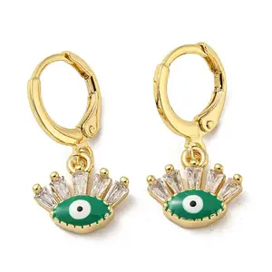 Real 18K Gold Plated Brass Dangle Leverback Earrings