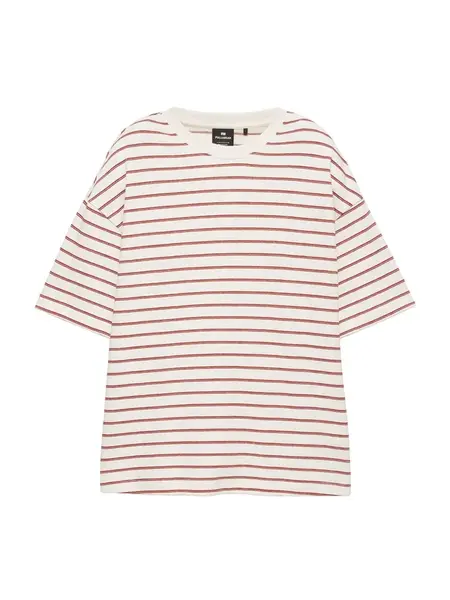 Pull&Bear Tričko  burgundská / biela