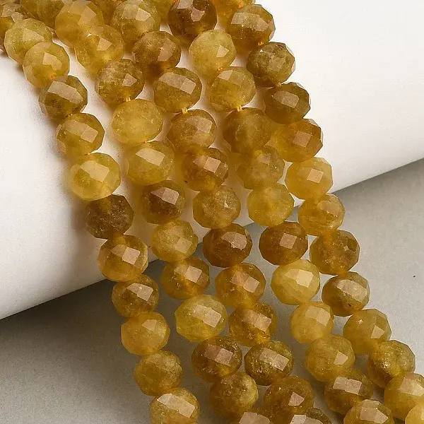 Faceted Dyed Natural White Jade Beads Strands