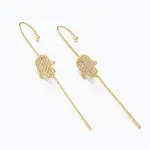 Brass Micro Pave Clear Cubic Zirconia Ear Wrap Crawler Hook Earrings