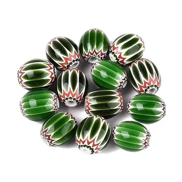 Handmade Millefiori Glass Barrel Beads