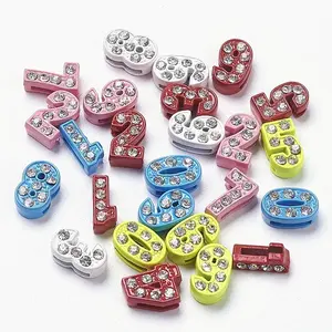 Alloy Spray Painted Number Slide Charms