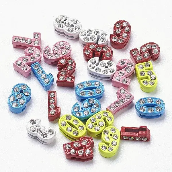 Alloy Spray Painted Number Slide Charms