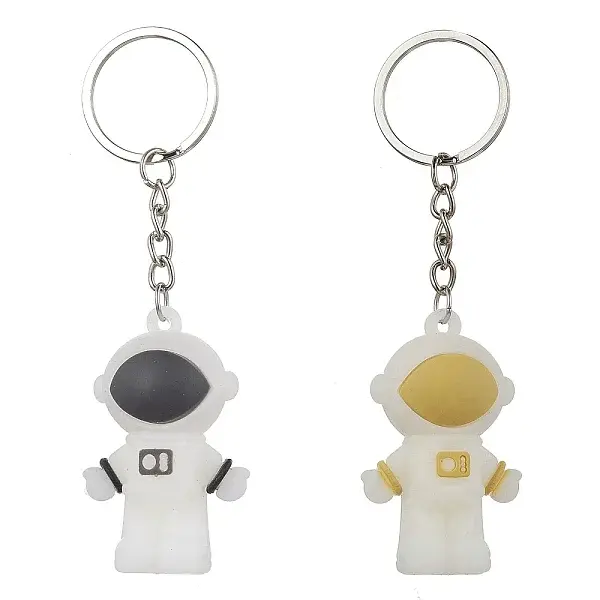 2Pcs 2 Colors Astronaut PVC Plastic Big Pendants Keychains