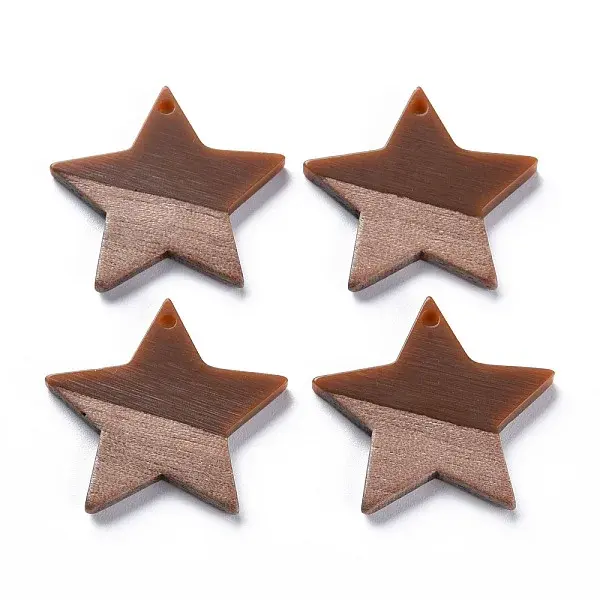Opaque Resin & Walnut Wood Pendants