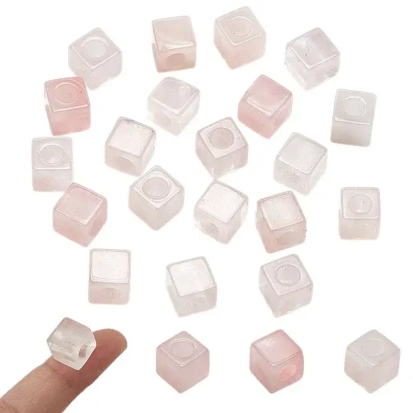 20Pcs Natural Rose Quartz Gemstone European Beads