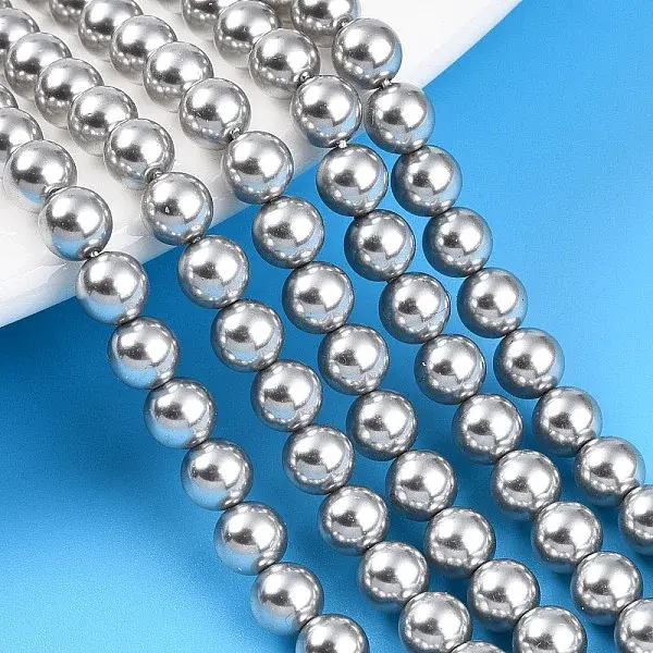 Baking Paint Pearlized Glass Pearl Bead Strands