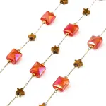 Handmade 304 Stainless Steel Glass Beaded Link Chains