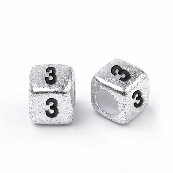 Antique Silver Plated Acrylic Beads