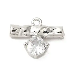 Brass Micro Pave Cubic Zirconia Charms
