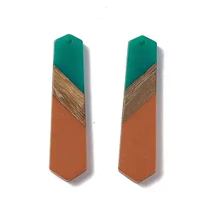 Opaque Resin & Walnut Wood Pendants