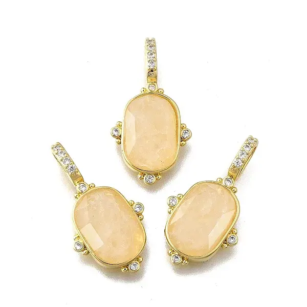 Natural Yellow Quartz Faceted Oval Pendants