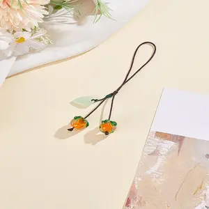 1Pc Lampwork Persimmon Mobile Straps