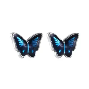Butterfly 999 Fine Silver Enamel Stud Earrings