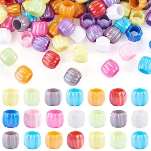 100Pcs Pearlized UV Plating Opaque Acrylic European Beads