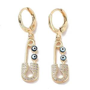 Golden Brass Dangle Leverback Earrings