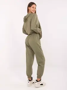 Khaki tepláková souprava s kapucí