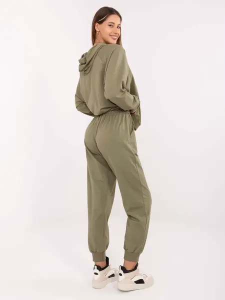 Khaki tepláková souprava s kapucí