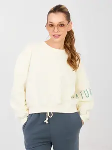 Ecru mikina bez kapuce