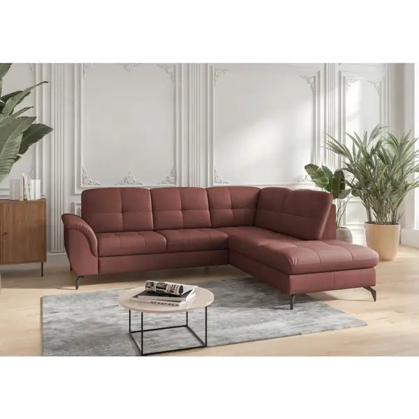 Sit & More ROHOVÁ SEDAČKA, textil, kůže, červenohnědá