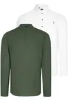 DOUBLE SET G783 DEWBERRY JUDGE COLLAR SHIRT-WHITE-KHAKI