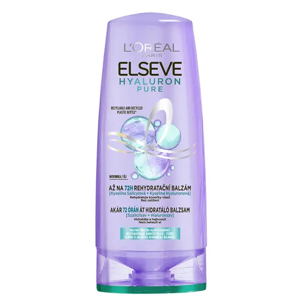Rehydratační balzám pro mastnou vlasovou pokožku a suché konečky Loréal Elseve Hyaluron Pure - 200 ml - L’Oréal Paris + dárek zdarma