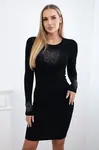 Knitted dress with a black bow motif