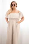Kesi Dámský plus size overal s volánem béžový