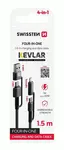 DATOVÝ KABEL SWISSTEN KEVLAR 4in1 3A 1,5 M, ANTRACIT