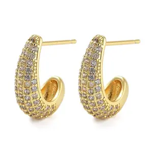 Rack Plating Teardrop Brass Stud Earrings