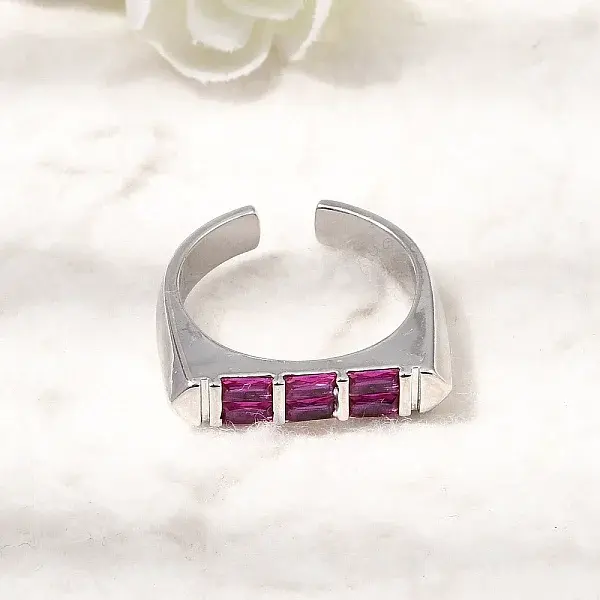 Brass Micro Pave Cubic Zirconia Cuff Open Rings for Women
