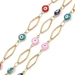 304 Stainless Steel Enamel Evil Eye & Rhombus Link Chains