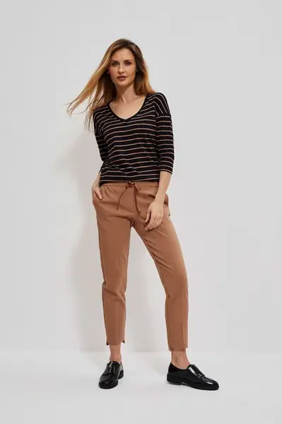 Kalhoty se zavazováním - béžové