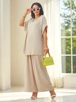 Resti Women's cotton set with short sleeves and flared pants