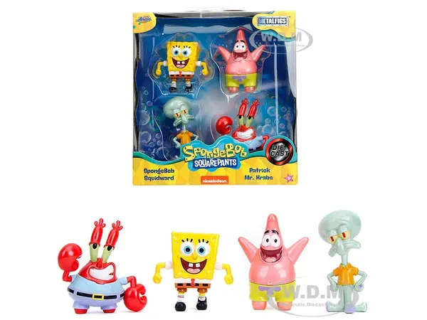 Set of 4 Diecast Figures "SpongeBob SquarePants" (1999-Current) TV Series "Metalfigs" Series Diecast Models by Jada