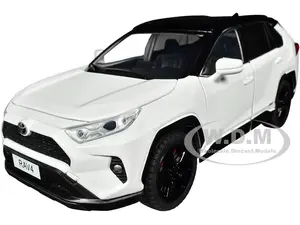 Toyota Rav4 Hybrid XSE White with Black Top and Sunroof 1/24 Diecast Model Car