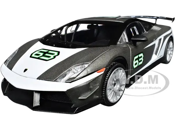 Lamborghini Gallardo LP 560-4 Super Trofeo 63 Gray Metallic and White "GT Racing" Series 1/24 Diecast Model Car by Motormax