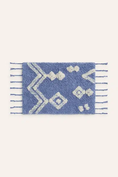Bavlněný koberec Calma House Alfombra 50 x 35 cm modrá barva
